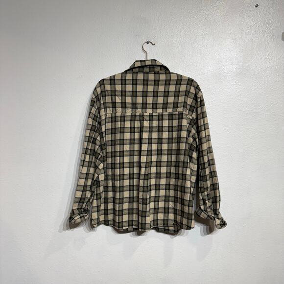 Zara Tan Plaid Flannel Button Down Shirt Sz M - Picture 9 of 12